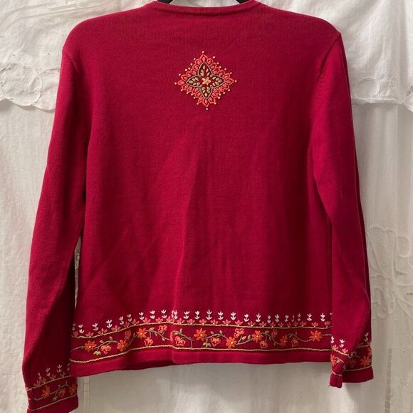 Talbots Petites Embordered Button Up V Neck Womens Sweater Size MP - Picture 4 of 7